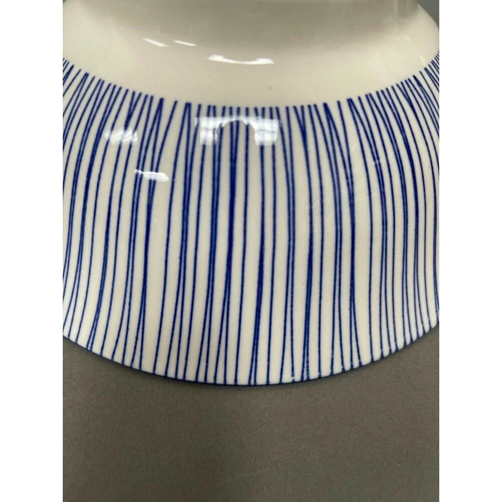 Eyeful Home Serving Bowl Blue White Striped Dishwasher Microwave‎ Oven Safe